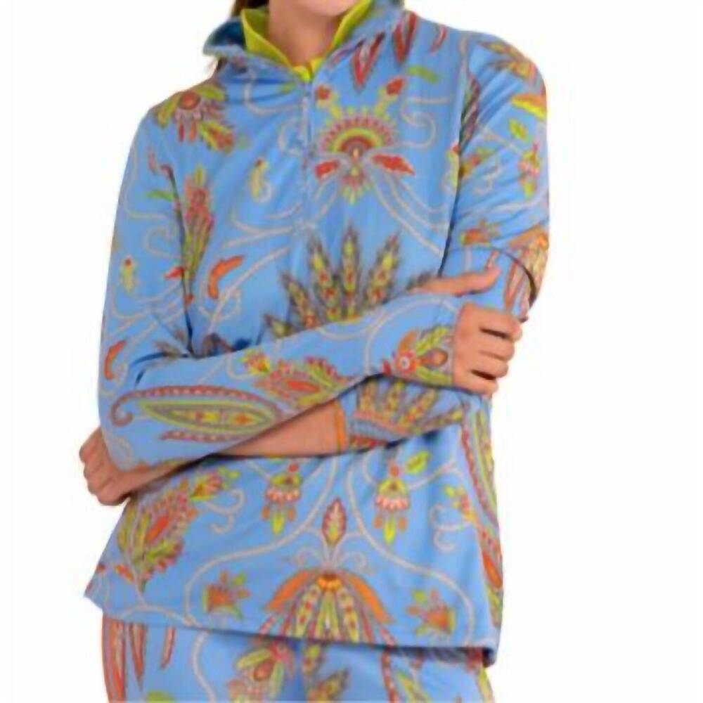 NEW GRETCHEN SCOTT half zip plume pullover in blue